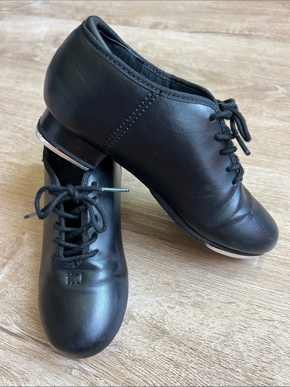 Weissman Unisex Matte Black Lace-Up Kids Tap Shoes Size 2